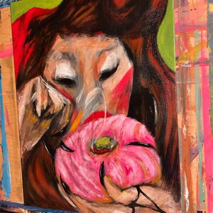 Za Za Chola – Peinture acrylique originale 12 x 16 | Art pour stoner cannabis 420 | Culture de rue chicana