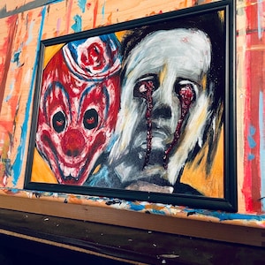 the shape ORIGINAL artwork painting by No No Ahhh ! horror movie painting , horror halloween decor , horror art