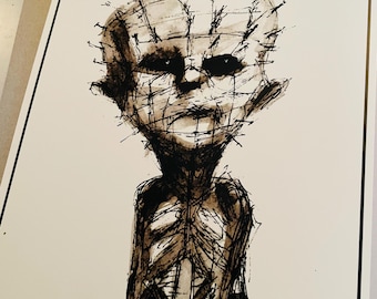 Pinhead Hellraiser Art Print, Signed Horror Artwork (8x10 inches)