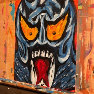 Penta Luchador Wrestler Original Gemälde 23x30,5 cm signiert professionelle Wrestling-Kunst, Luchador-Malerei, Luchador-Kunst