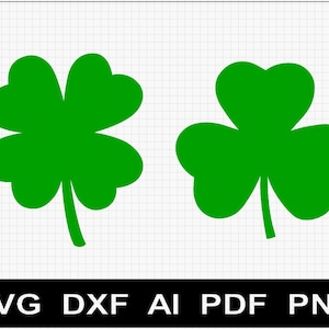 Shamrock Four-Leaf Clover St. Patrick's Day SVG / DXF / AI voor cnc, glowforge, cricut, beeldoverdracht
