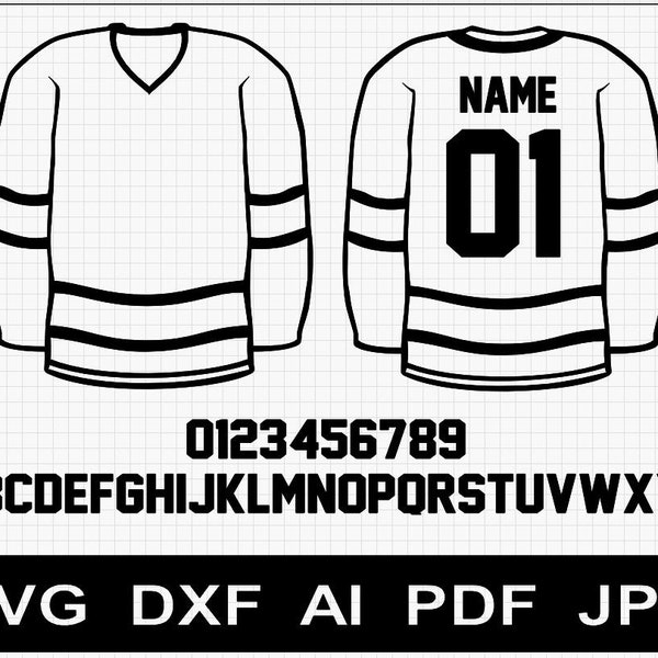 Customizable Sports Hockey Football Player Jersey pattern template SVG / DXF / AI for cnc, cricut, glowforge