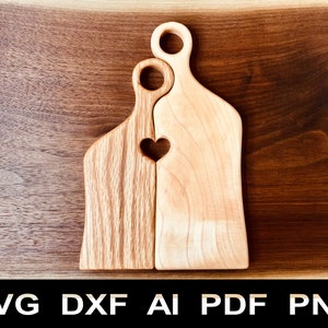 Nested Charcuterie Serving Board Couple Heart pattern templates SVG / DXF / AI for cnc and woodworking