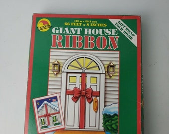 Giant Ribbon Red 66' x 8" Car House Plastic Wrap Christmas Sun Hill Vintage 1992