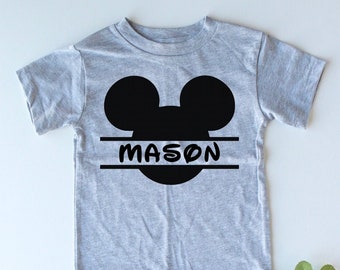 Custom Name In Mouse Ears - KIDS Tee - Custom Boy Gift - Mouse Ears Shirt With Your Child's Name Inside - Unique Boy Birthday Present