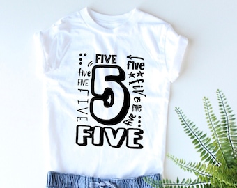 Chemise 5ème anniversaire - 5 ans - Fête du cinquième anniversaire - Chemise garçon d’anniversaire - Chemise fille d’anniversaire - Fête d’anniversaire FIVE - Chemise enfant