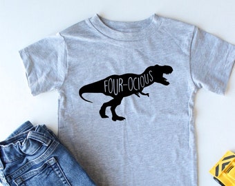 Cuatro ocious - Camisa de dinosaurio del 4º cumpleaños - Cuatro - Camiseta de cuarto cumpleaños - Camisa Dino - Fiesta de dinosaurios - Cuatro años - Divertido - Niños de moda