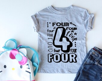 Camisa de cuarto cumpleaños - 4º cumpleaños - 4 años - Camisa de cumpleaños - Camisa de cumpleañero - Idea de regalo para niños de 4 años - Idea de regalo