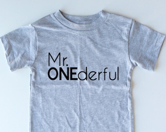 Mr. ONEderful - One Year Old Birthday Shirt - First Birthday Shirt - One Year Old - 1st Birthday Shirt - Birthday Boy Shirt - Kids Birthday