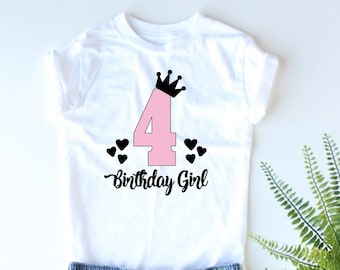 Födelsedagsflicka 4 år gammal - 4:e födelsedagströja - Födelsedagsflicka - Födelsedagströja - Trendig barnfödelsedag - Barnpresentidé - Grafisk t-shirt