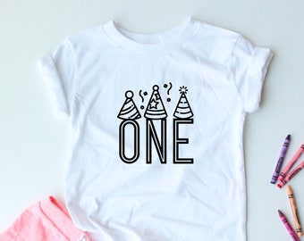 ONE with Party Mützen - Ein Jahr altes Geburtstagsshirt - 1. Geburtstagsshirt - 1. Geburtstagsshirt - Kindergeburtstag