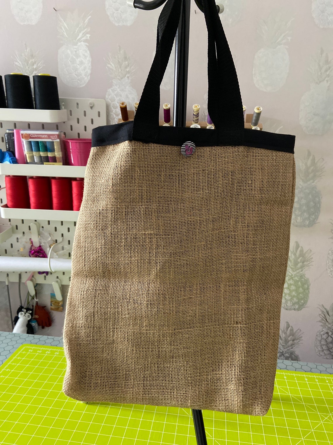 Handmade Jute Tote Bag Tote Bag Shopping Bag ReUsable Etsy