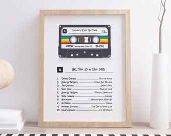 My Year Cassette Mix Tape Poster Print - Personalised Retro Wall Illustration Art - Choose Your Style & Label