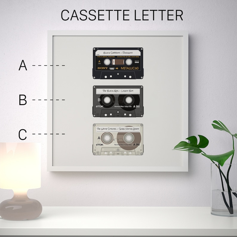 3 Custom Retro Cassette Poster Print Personalised Music Mix Tape Wall Illustration Art Choose Your Style & Label image 5