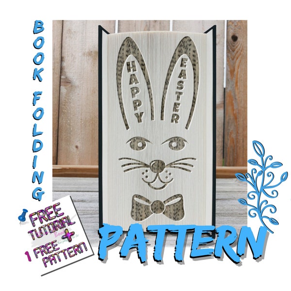 Easter Bunny Book folding pattern | Happy Easter folded book pattern | Pascua Rabbit book sculpture guide | MMCF cute bunny pattern