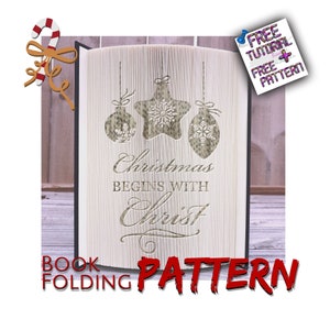 Christmas begins with Christ with tree ornaments Book Folding Pattern | Books ends | Bible Sayings craft