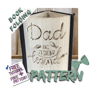 Dad the Fishing Legend Book folding Pattern PDF download | DIY Father Day Paper craft gift template | Book fold sculpture Father fishing