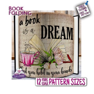 Ein Buch ist ein Dream Fore Edge Buch Faltmuster | DIY Fotostreifen gefaltet Buchkunst, Bücherwurm, Lehrerpapier Geschenk, Buchskulptur Vorlage