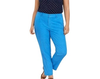 Vtg LAUREN RALPH LAUREN Size 6 Tropical Pool Blue Stretch Corduroy Chino Pants