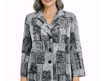 Vtg. DRESSBARN Size 1X Patchwork Single Breasted Lightweight Sport Coat Blazer