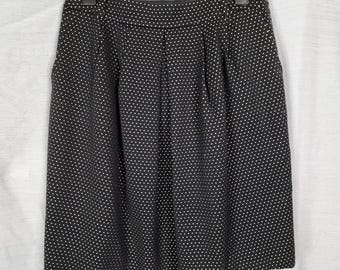 Vtg TALBOTS Size 6 Black Gold Polka Dot Rockabilly Pleated Pocket Mini Skirt EUC
