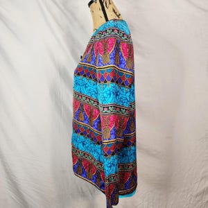 Vintage ADRIANNA PAPELL Size 12 Rope Tassel Print 100% Silk Bright Retro Blouse image 5