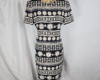 Vtg 90s LIZ CLAIBORNE Size 8 Floral Power Dressing Short Sleeve Sheath Dress EUC
