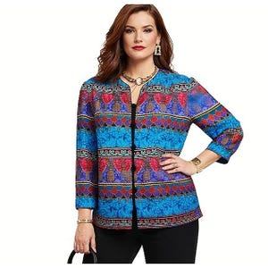 Vintage ADRIANNA PAPELL Size 12 Rope Tassel Print 100% Silk Bright Retro Blouse image 1