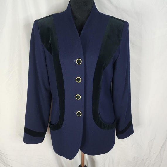 ALBERT NIPON Size 4 (vintage 8)  2pc Navy Wool & … - image 2