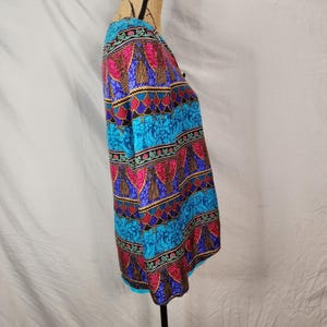 Vintage ADRIANNA PAPELL Size 12 Rope Tassel Print 100% Silk Bright Retro Blouse image 4