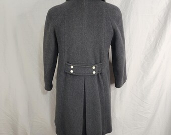 1960s DOBY ORIGINAL Size Small Couture Gray Wool Pea Coat Fully Lined w/Pockets