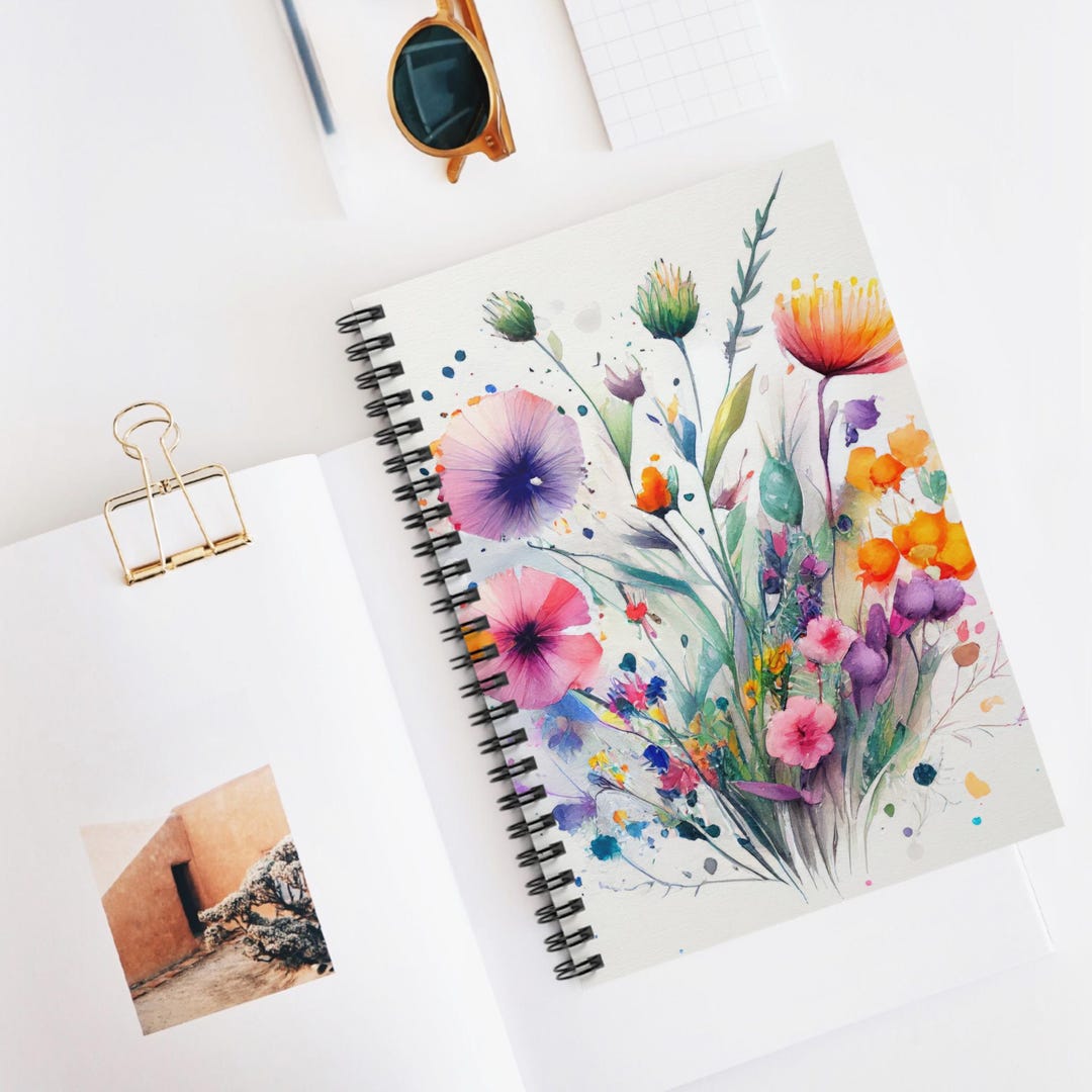 Wildflower Spiral Notebook: Floral Design, Ruled Line Paper - Etsy