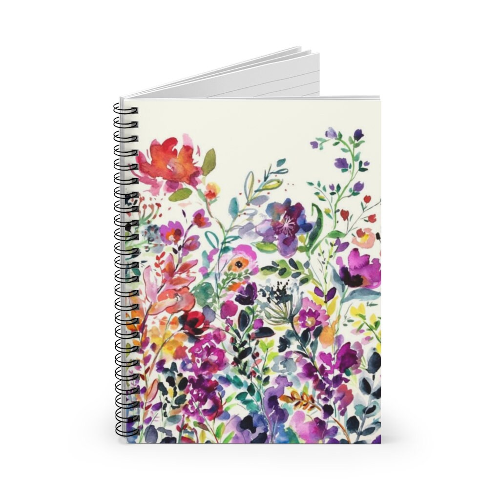 Watercolor floral bouquet, Notebook Lined Spiral