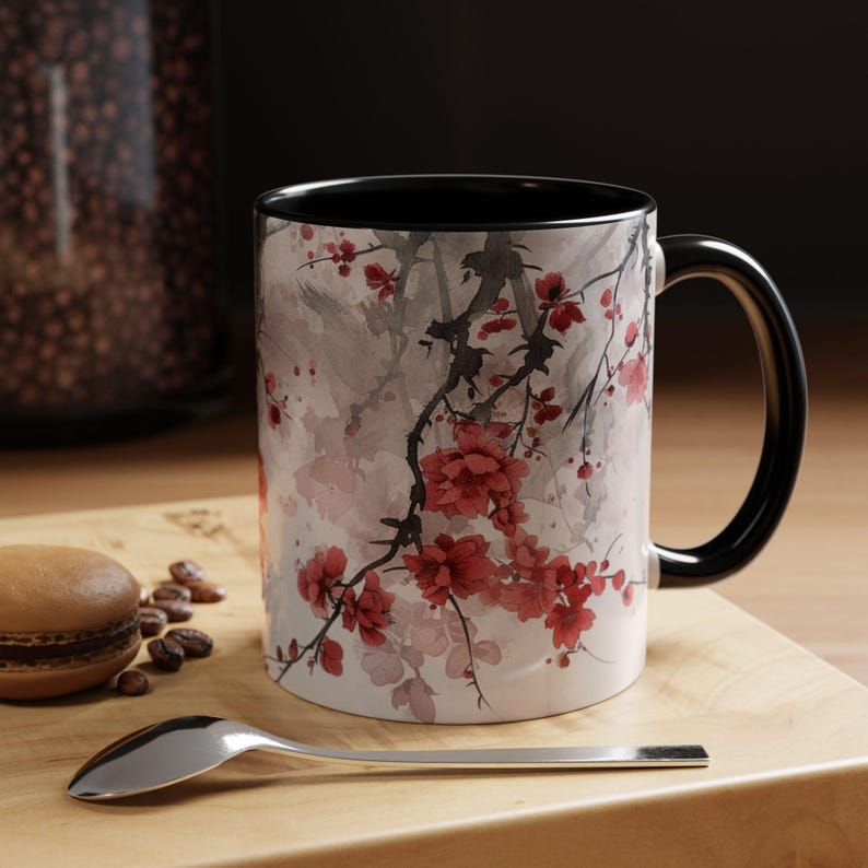 Floral Coffee Mug: Elegant Hand-Painted Style Accent Cup image 1