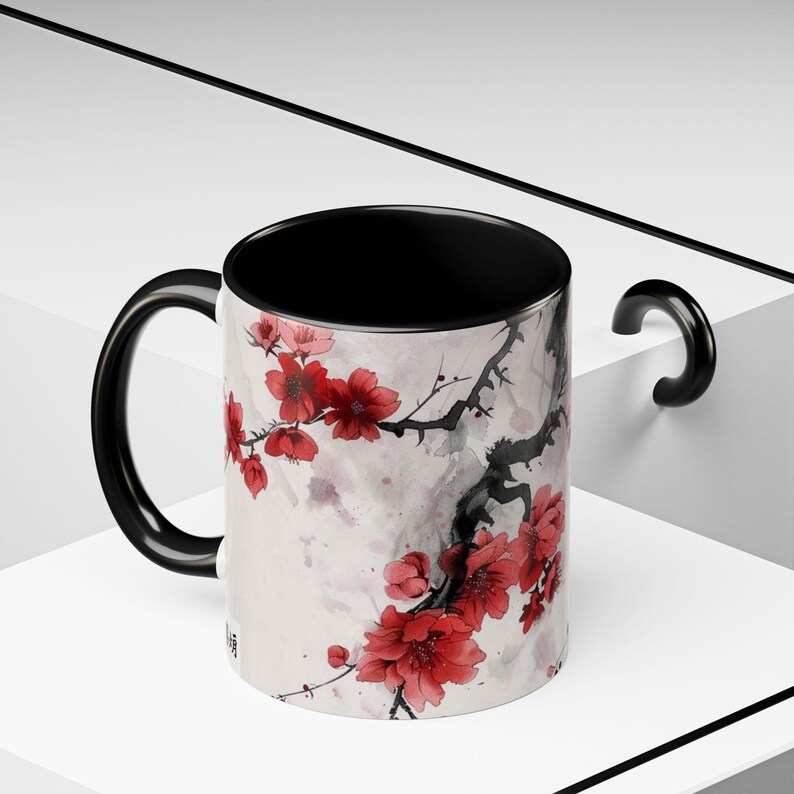 Floral Coffee Mug: Elegant Hand-Painted Style Accent Cup image 8