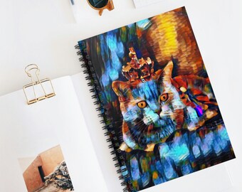 Retro Cat Art Spiral Notebook: Funny Cat Lover Gift