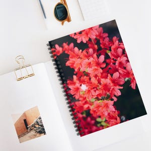 Floral Notebook 7, Pink Peach, Summer Pink, Spiral Journal, Ruled Line, Cute Stationery, Botanical Diary