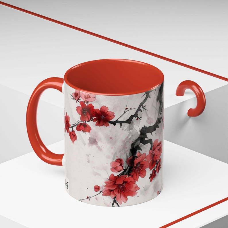 Floral Coffee Mug: Elegant Hand-Painted Style Accent Cup image 9