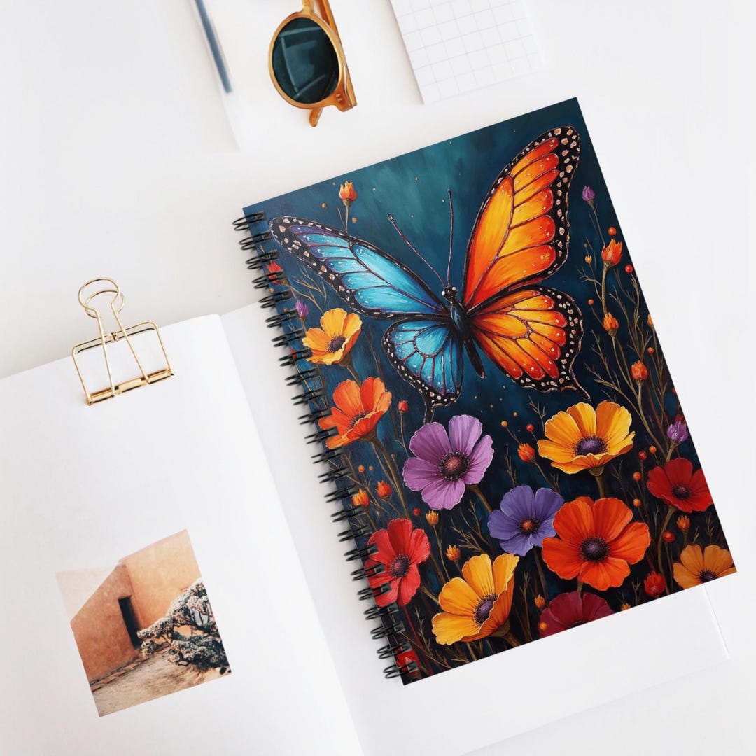 Butterfly Journal: Vibrant Floral Spiral Notebook - Ruled Line - Etsy