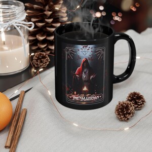 The Magician Tarot Mug: Black Wizard Coffee Cup, Occult Gift