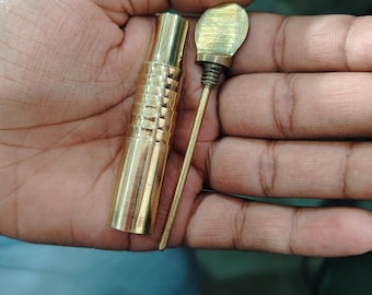 Vintage Brass Surma Dani – Islamic Eye Kohl Holder, Sindoor Pot