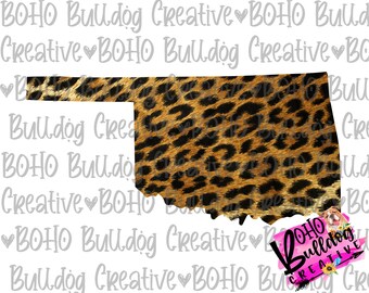 Leopard Oklahoma state png download, sublimation design file, leopard state shape, state clipart, brown leopard pattern, OK png, OK design