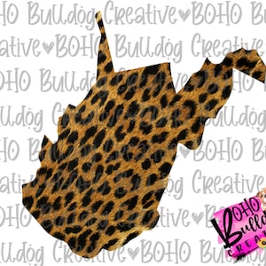 Leopard West Virginia state png download, sublimation design, leopard state shape, state clipart, brown leopard pattern, WV png, WV design