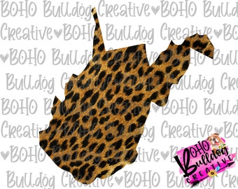 Leopard West Virginia State png download, Sublimation Design, Leoparden Zustand Form, State Clipart, braunes Leopard Muster, WV png, WV Design