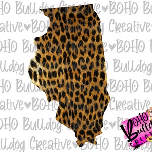 Leopard Illinois staat png te downloaden, sublimatie ontwerpbestand, luipaard staat vorm, IL staat clipart, bruine luipaard print, print en knip