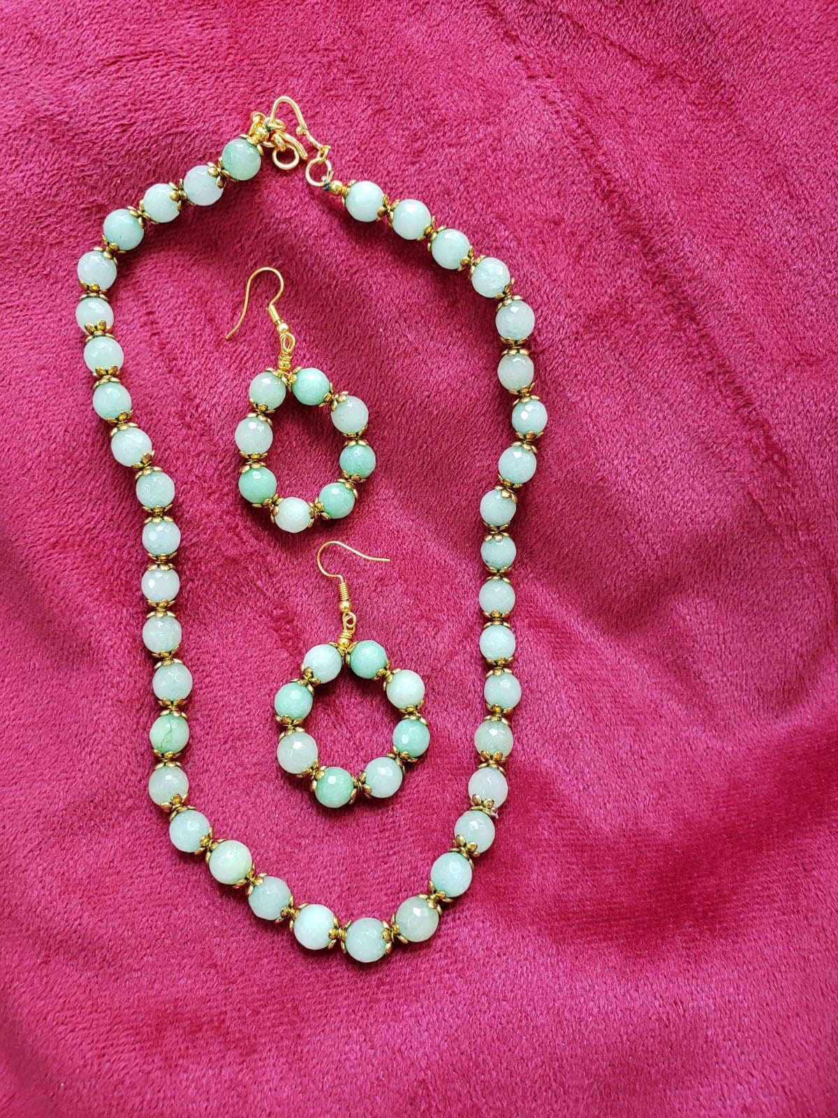 Light Green Color Necklace Ear Rings 