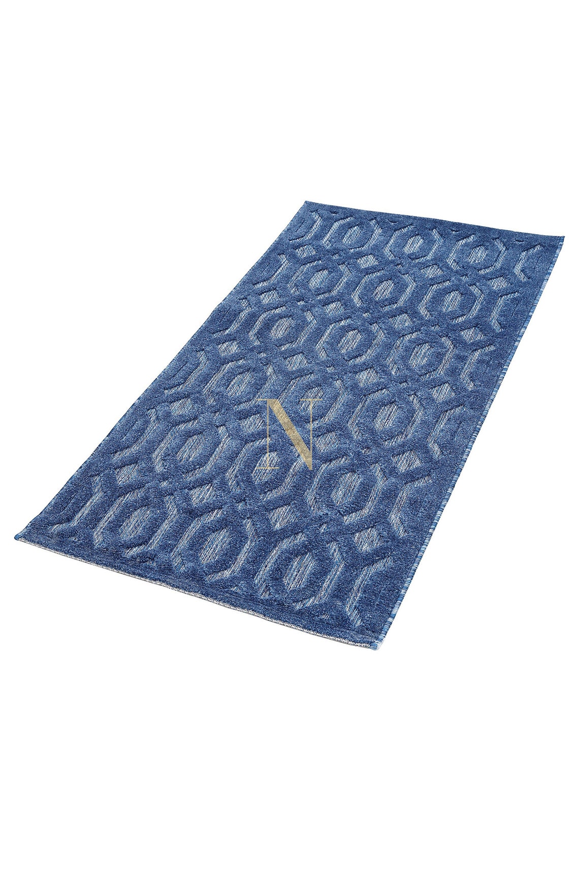 Soft Navy Blue Area Rug Geometric Design Carpet Ethnic Rugs Etsy UK
