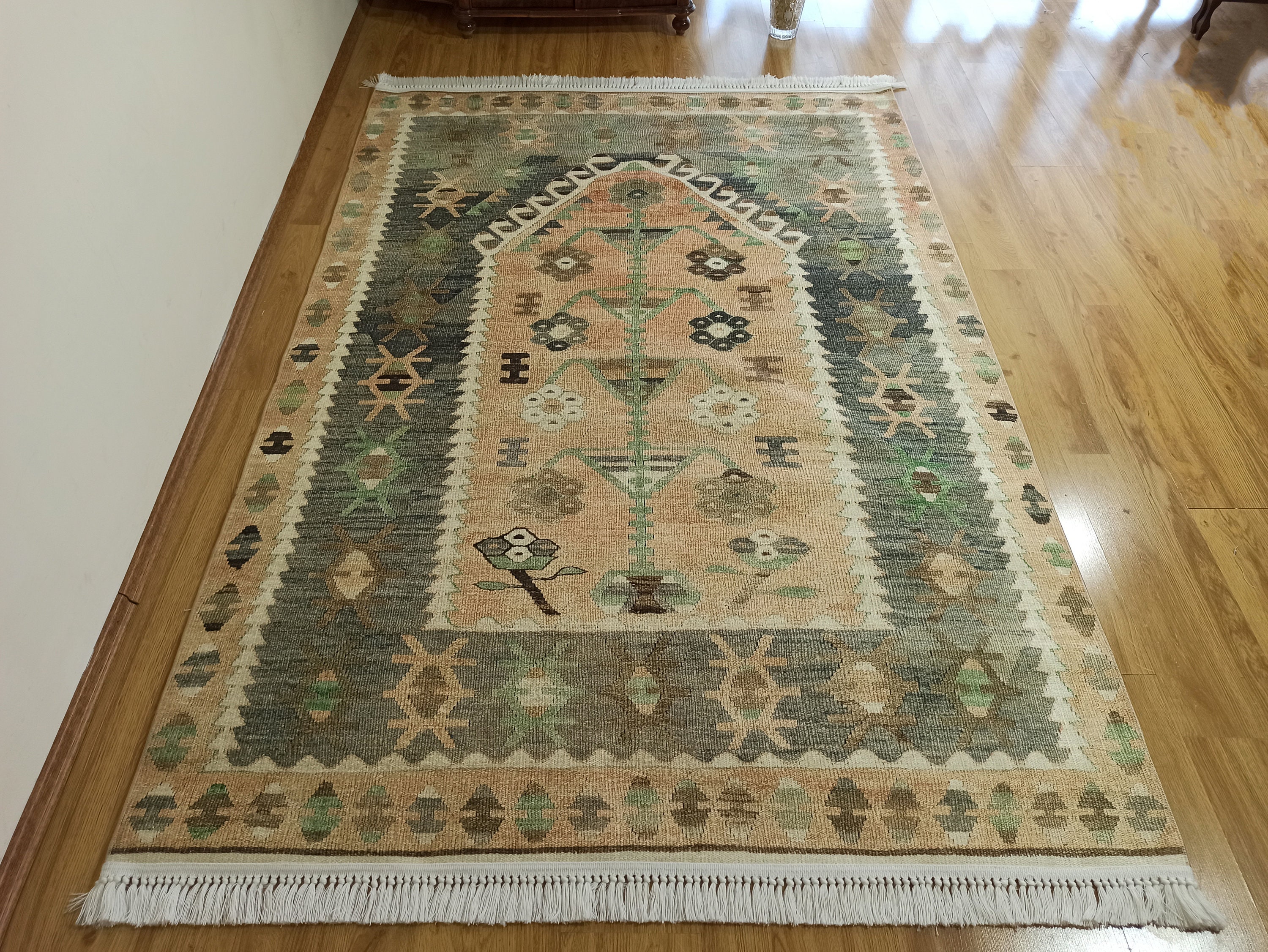 Kelim Teppich Grün Braun und Beige Orinetal Türkischer | Etsy