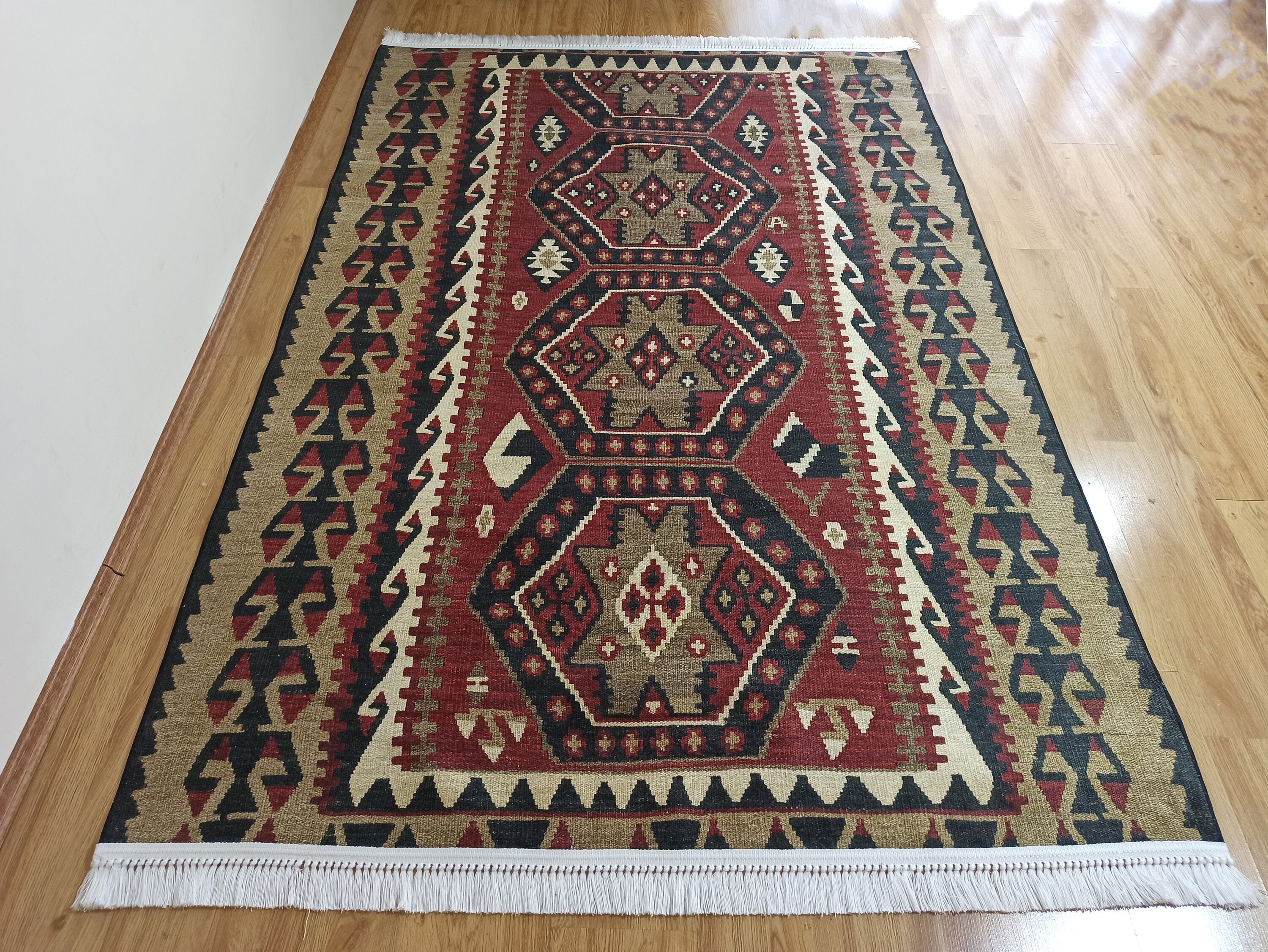 Kelim Teppich Beige Braun und Pastellgrün Orinetal | Etsy