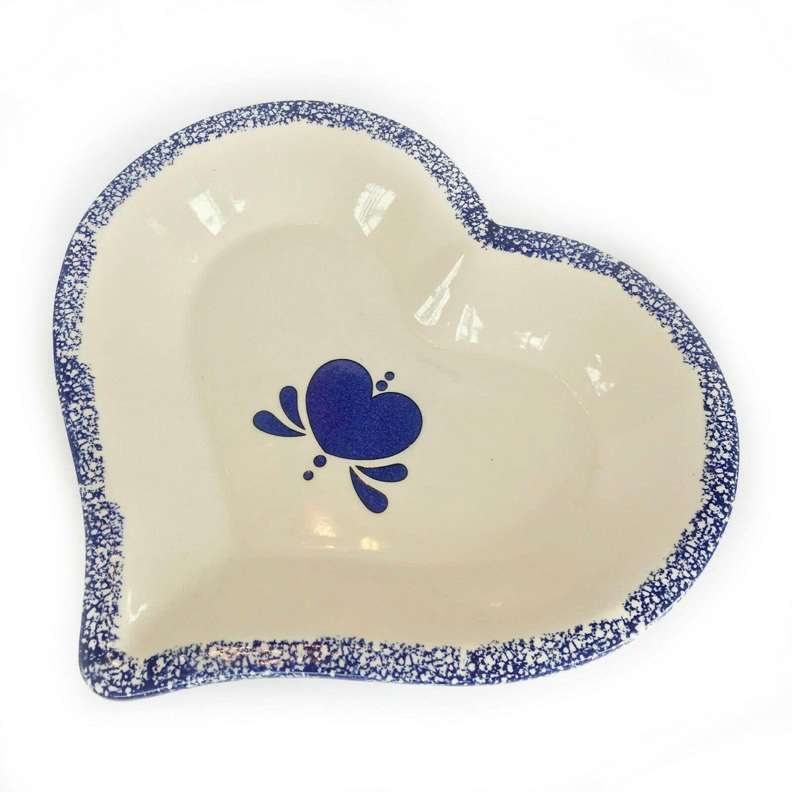 Blue Sponge Heart Shaped Pie Baking Dish Ceramic Stoneware Etsy